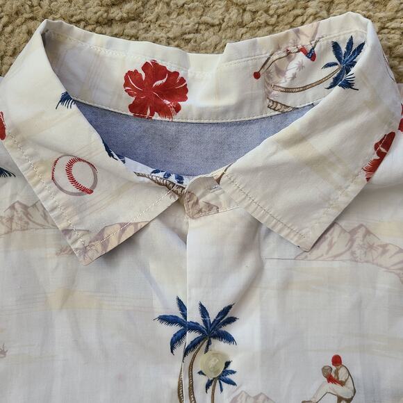 TOMMY BAHAMA MLB Load the Palms Camp Button Front‎ Shirt ANGELS T318205 Men's XL - Picture 4 of 12